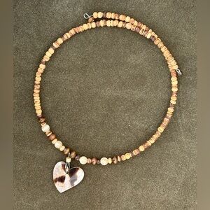 Vintage Y2K Tortoise Heart Beaded Choker Necklace